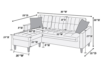 Zara Tufted Back Modular Sectionals Sofa - Chocolate