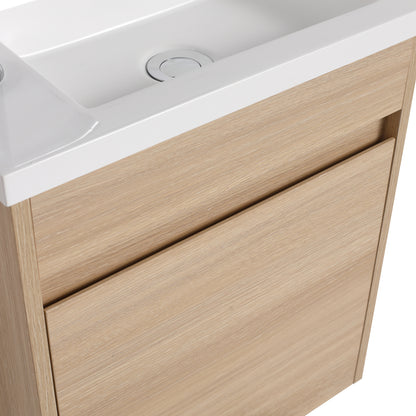 Sirius Wall Mounted Bathroom Vanity With Sink 17 Inch - White Oak