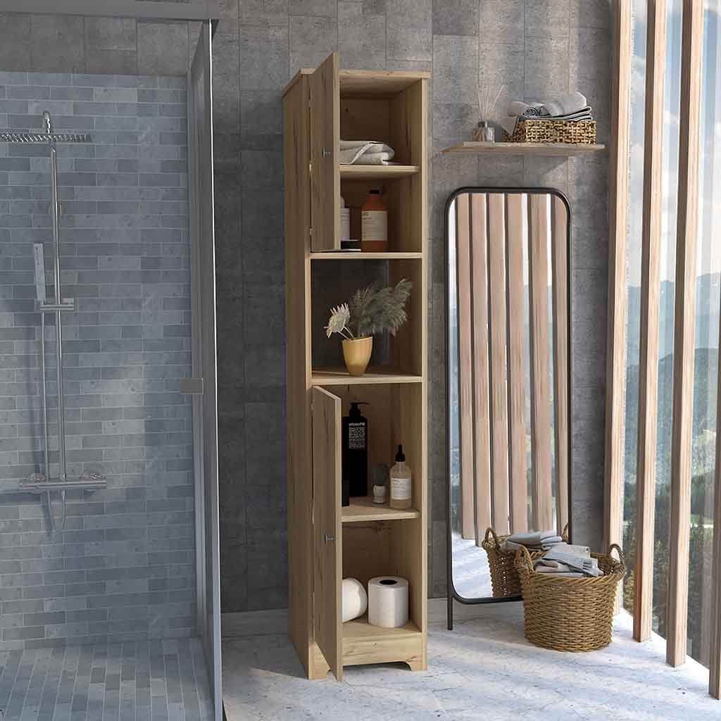 Orion Linen Cabinet  Four Interior Shelves - Light Oak