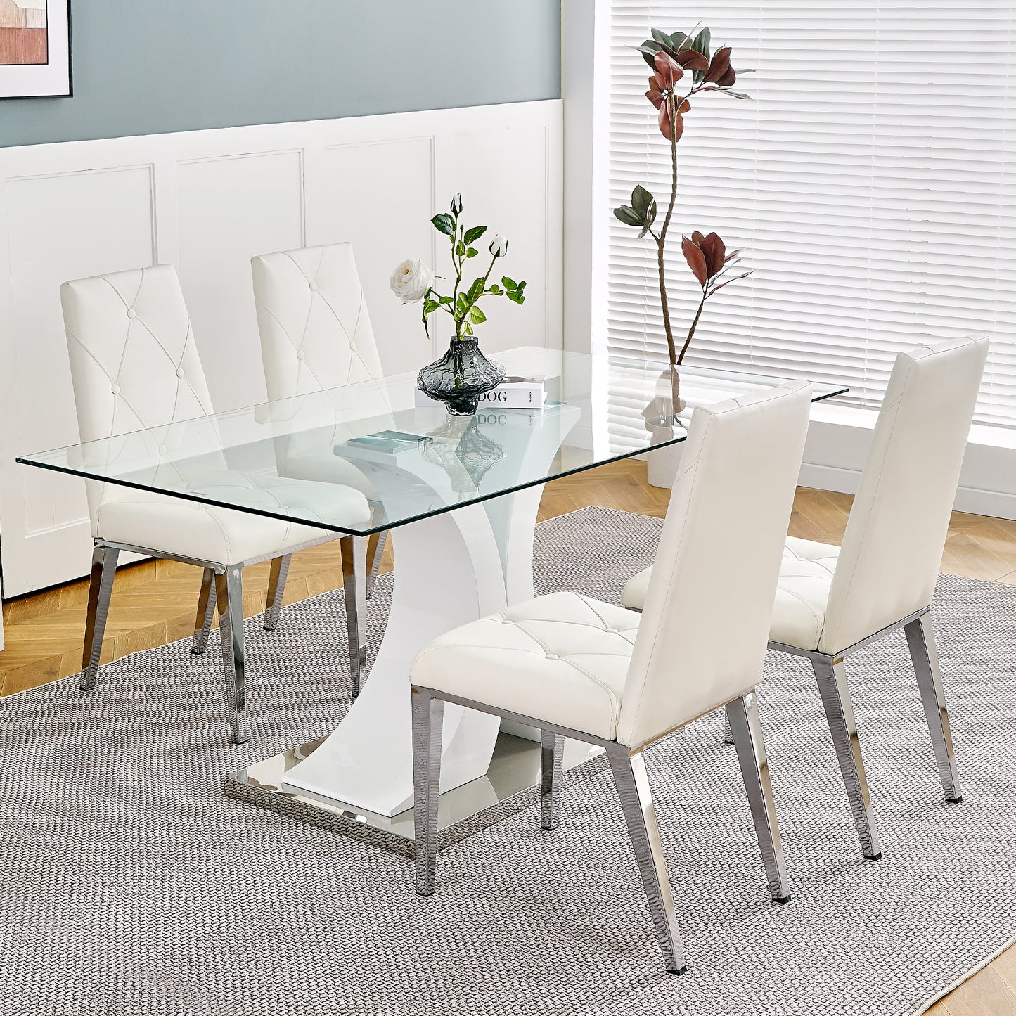 Valerio Pu Dining Chairs with Chrome Leg (Set of 2) - White