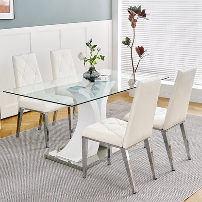 Valerio Pu Dining Chairs with Chrome Leg (Set of 2) - White