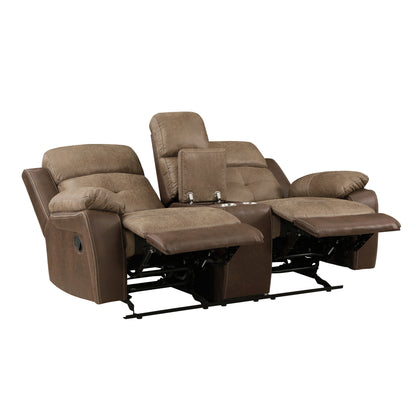 Gordon Dual Glider Reclining Loveseat with Center Console Plush Arms