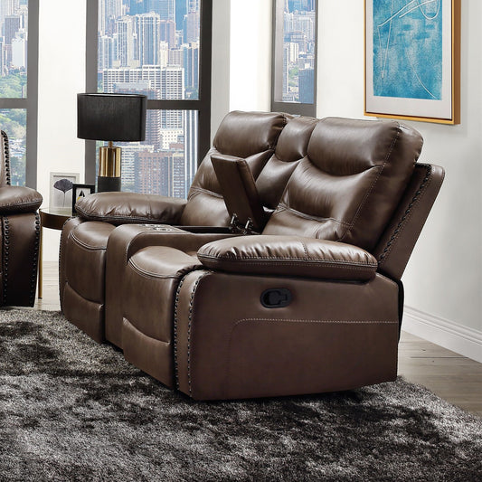 Aashi Loveseat w/Console - Brown