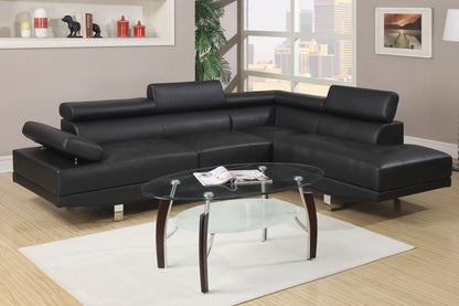 Akira Sectional Sofa Adjustable Headrest - Black