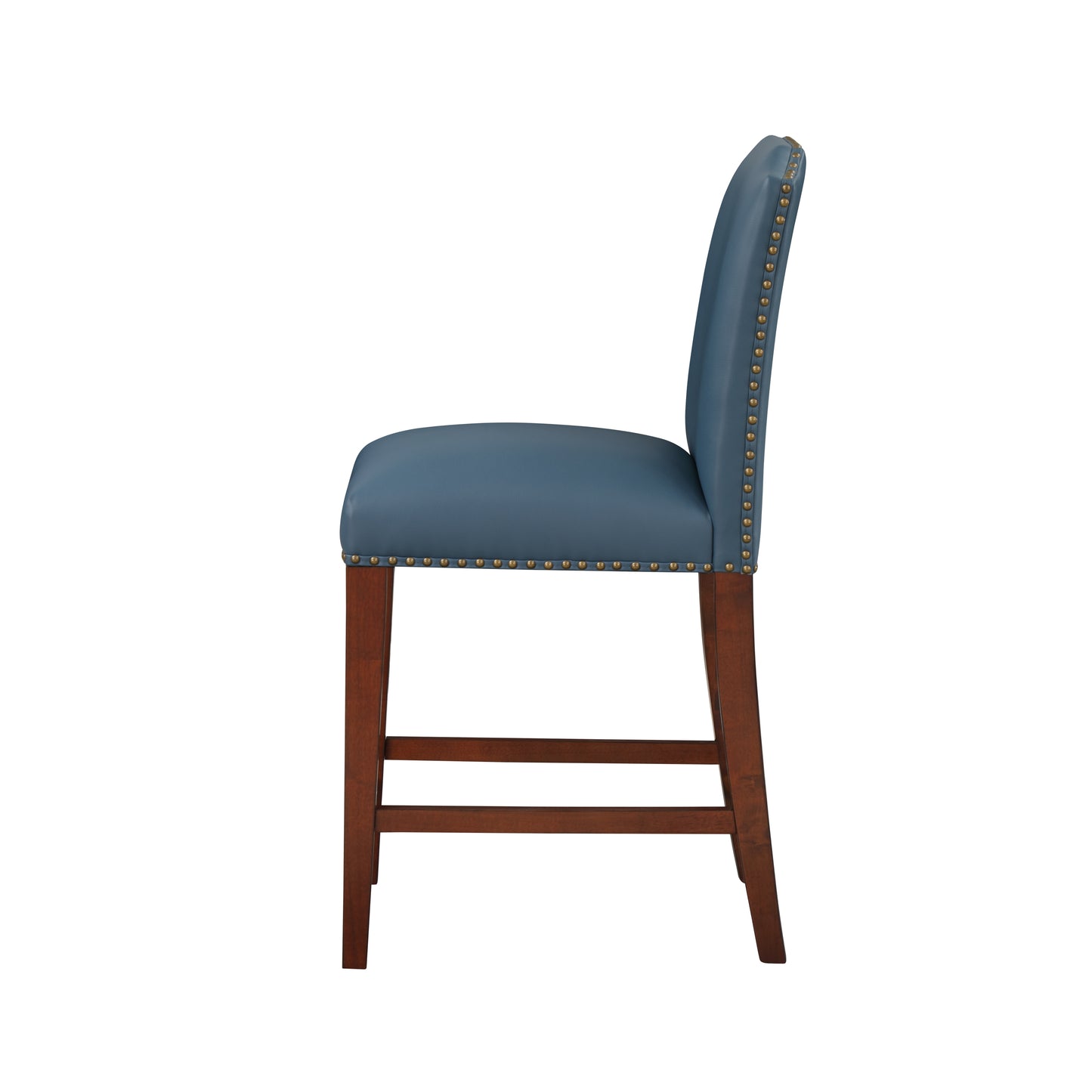 Summit  Faux Leather Counter Stool with Nail Heads - Blue Set of 2