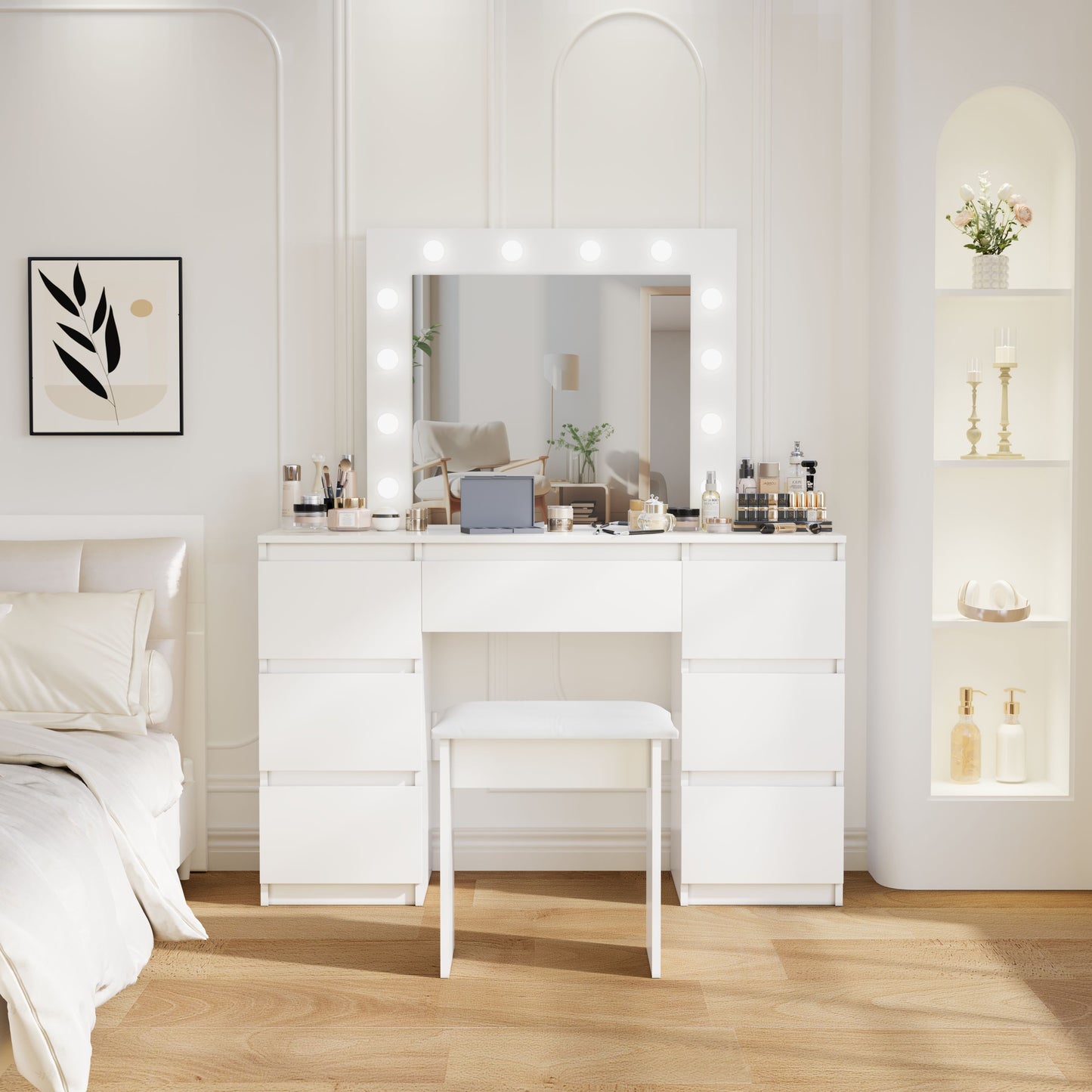 Cora Vanity Tables with Mirror and Light