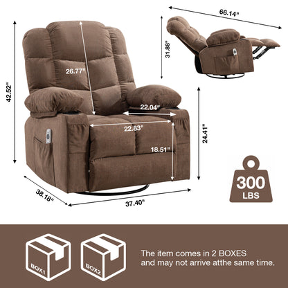 Tulano Oversized Power Recliner with Massage - Brown