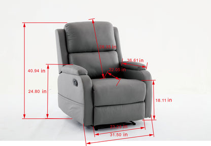 Davila Manual Reclining Sofa Chair with Footrest - Gray