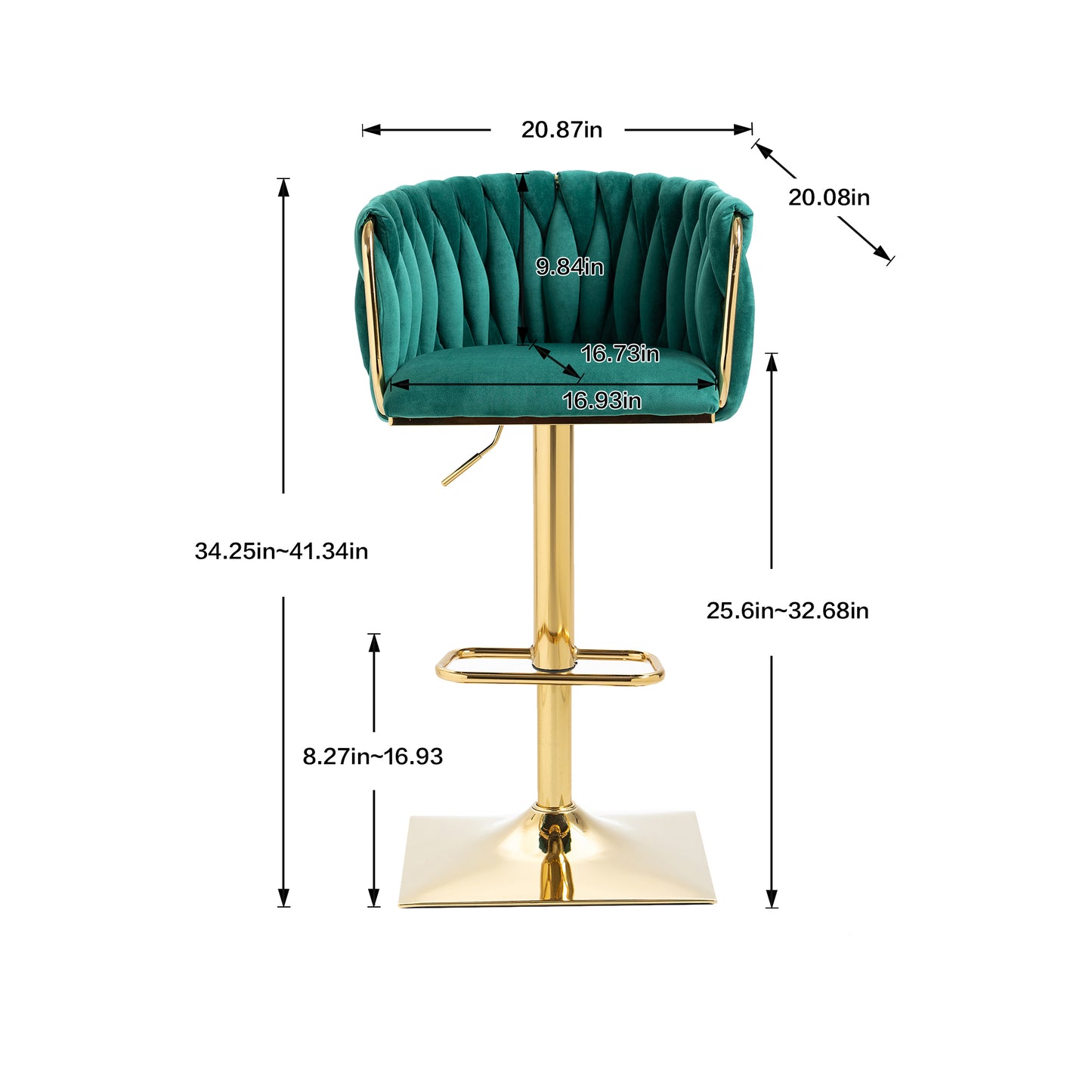 Noah Vintage Counter Height Bar Chairs   - Emerald Set of 2