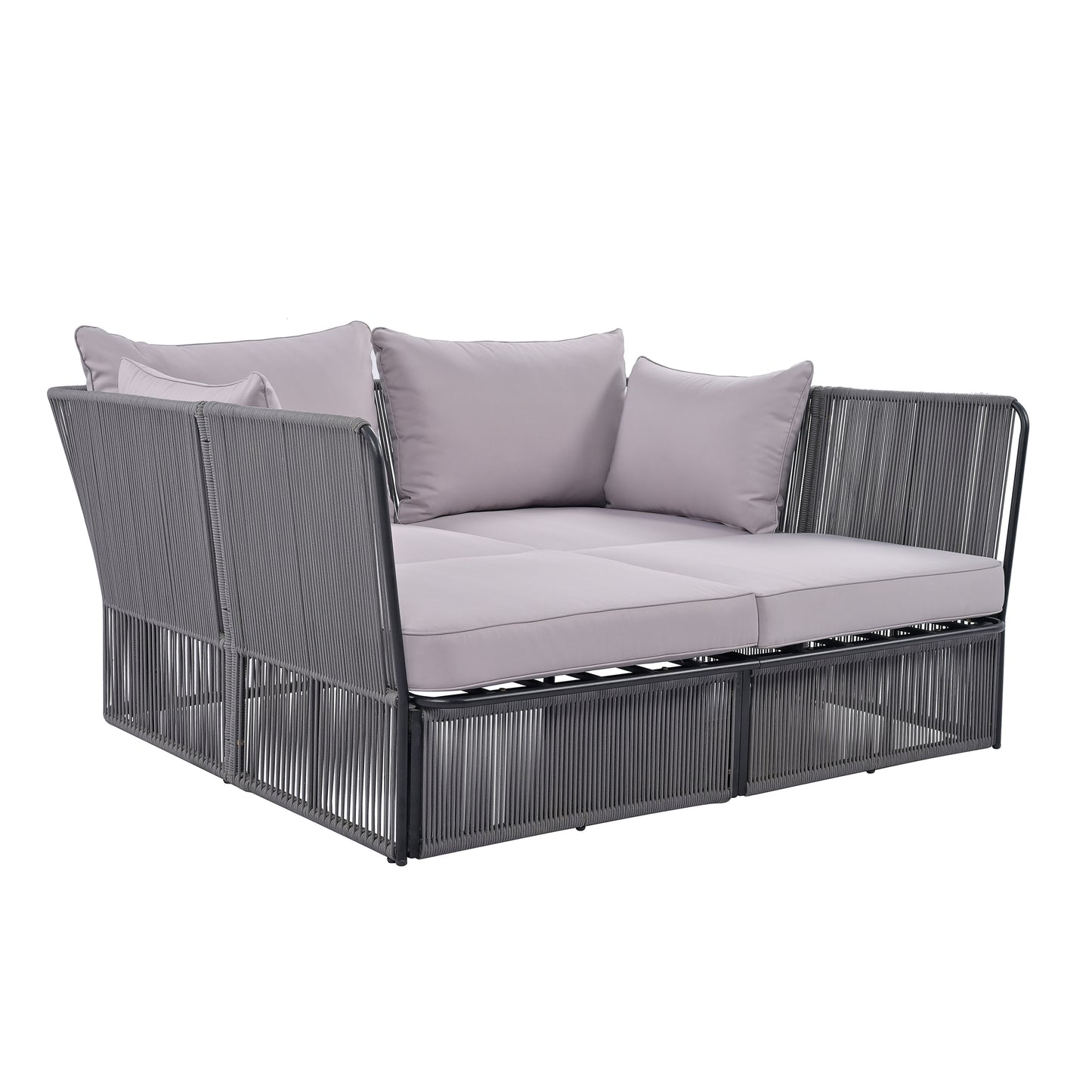 Freeda 2 Pc Outdoor Sunbed and Coffee Table Set - Gray