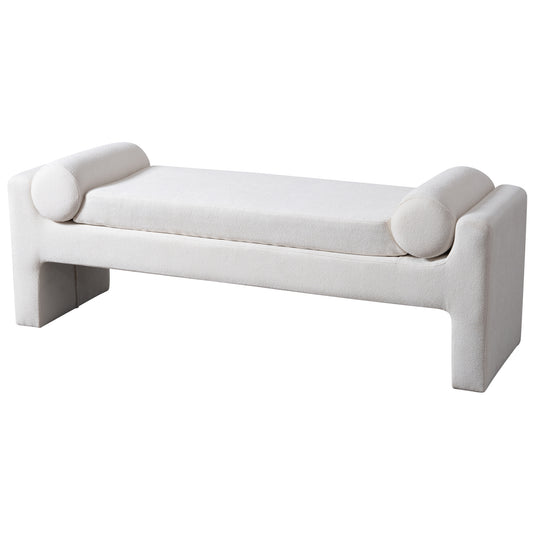 Camden Boucle Bench - White