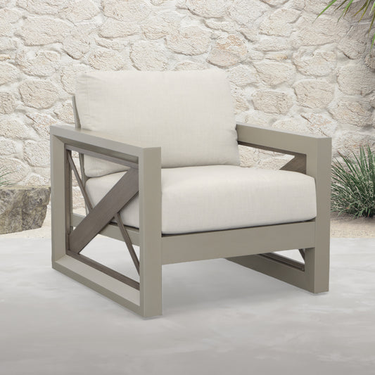 Chamo Outdoor Patio Beveled Panels Armchair - Tan