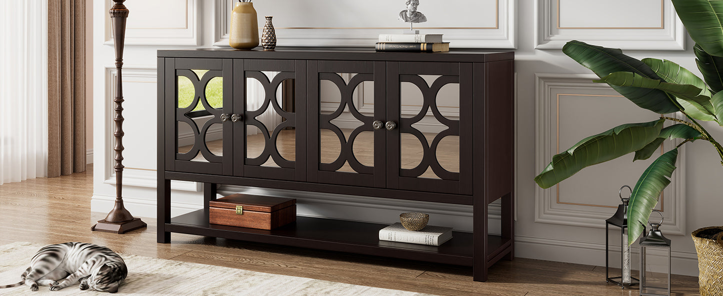 Stasia Sideboard Buffet with Mirrored Doors - Espresso