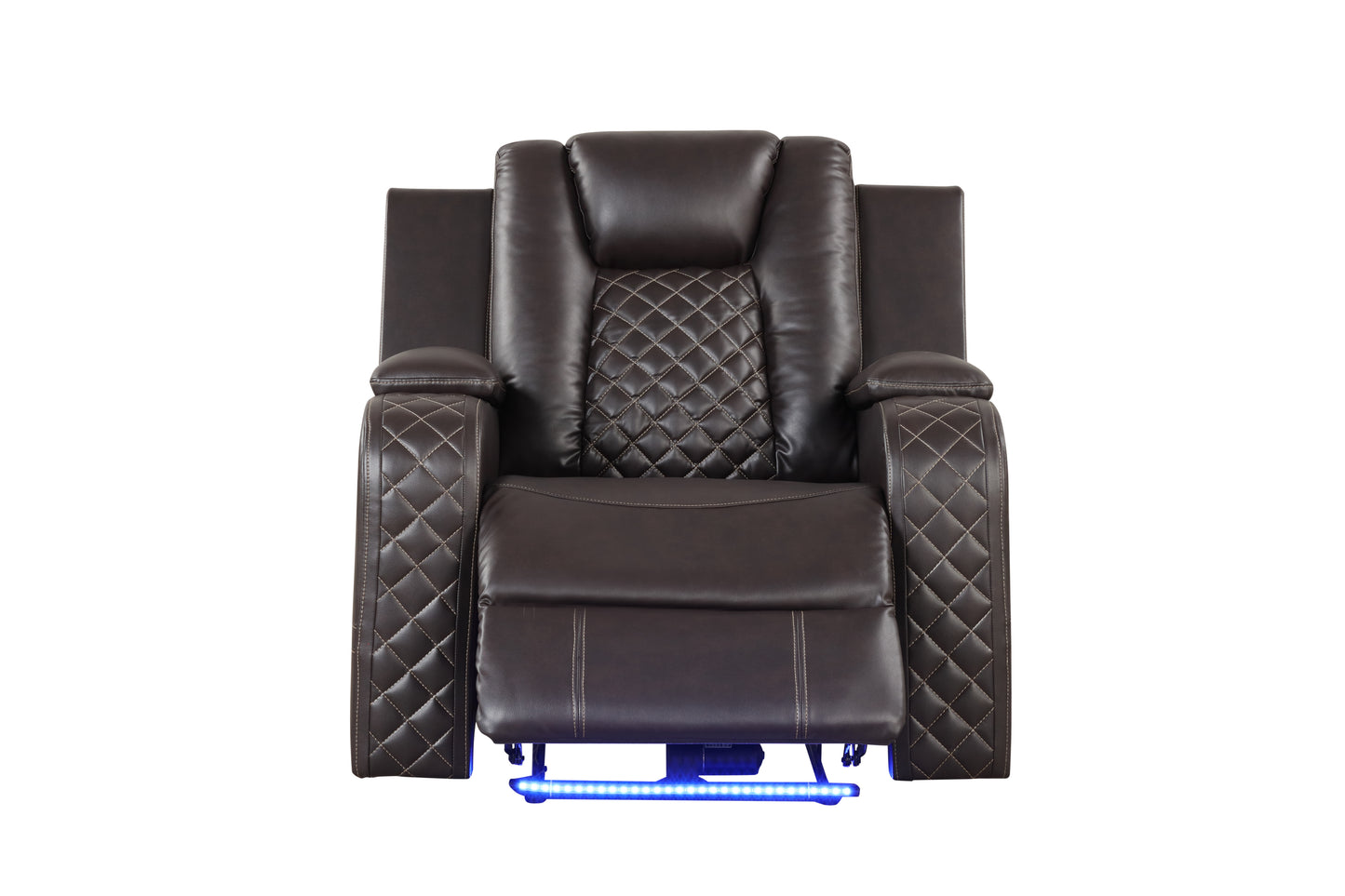 Cohen LED & Power Faux Leather Recliner Chair - Brown