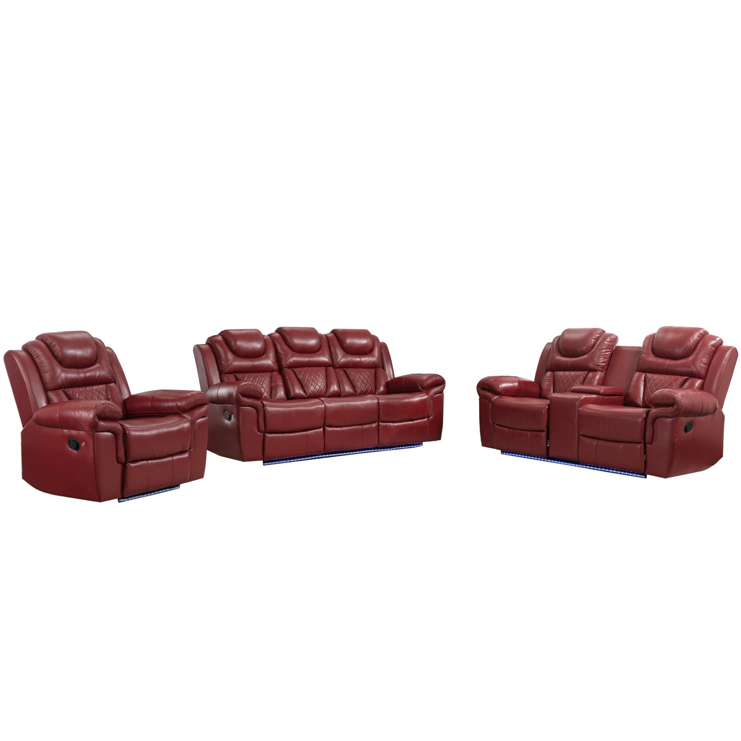 Milo 3 Pieces Recliner Sofa Sets - Red