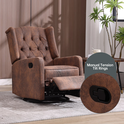 Davina Swivel Rocking Recliner Chair - Coffee