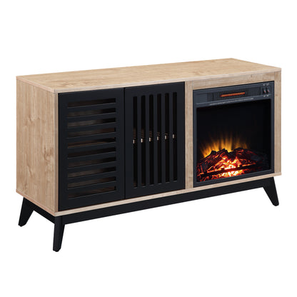 Mena Fireplace with Storage  - Oak