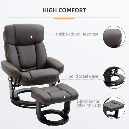 Flynn PU Leather Massage Recliner Chair with Ottoman - Brown