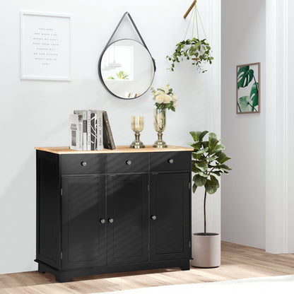 Valley Sideboard with Solid Wood Countertop - Black