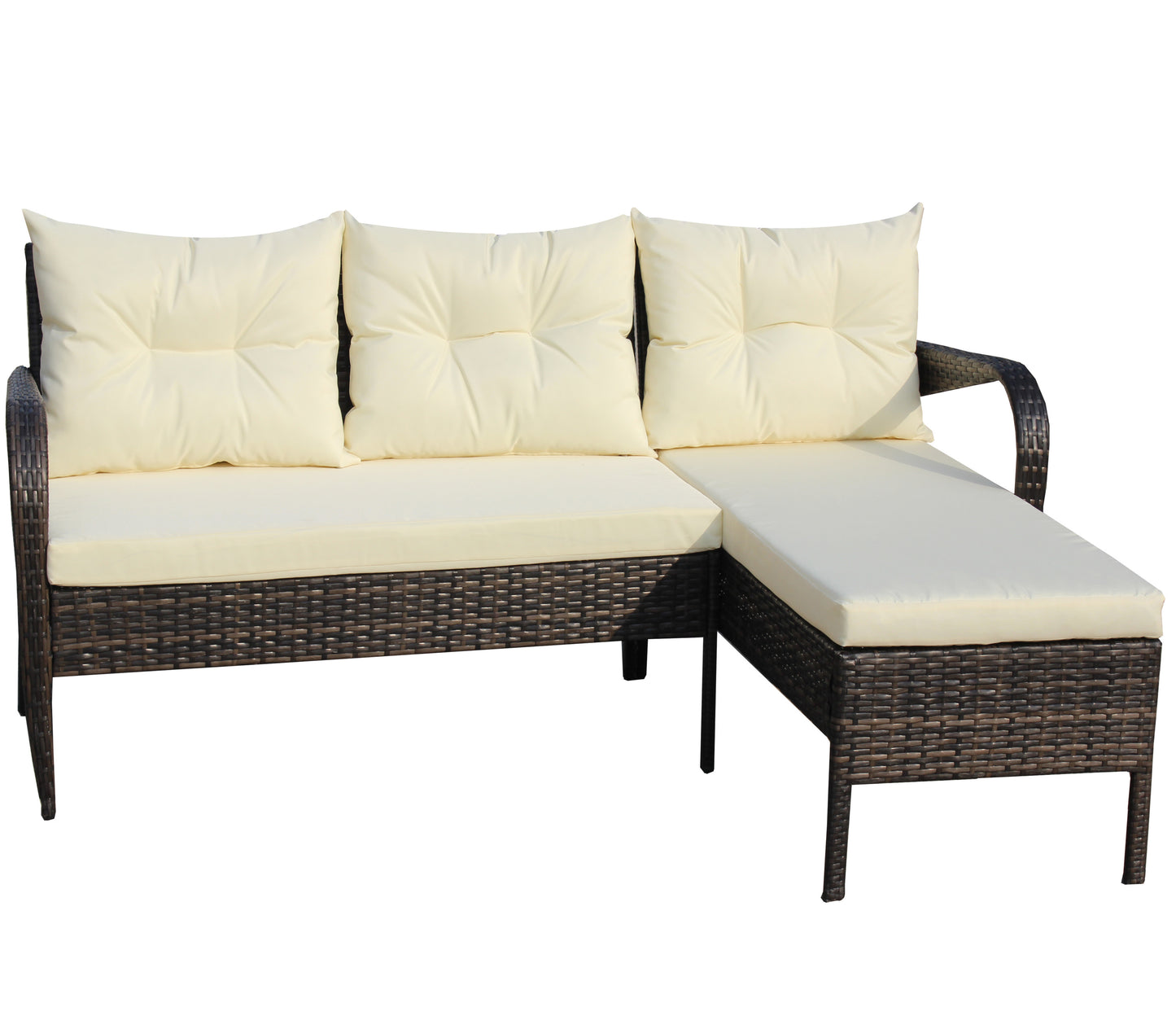 Hutson 2 Pc Outdoor Patio Wicker Ratten Sectional Sofa - Brown