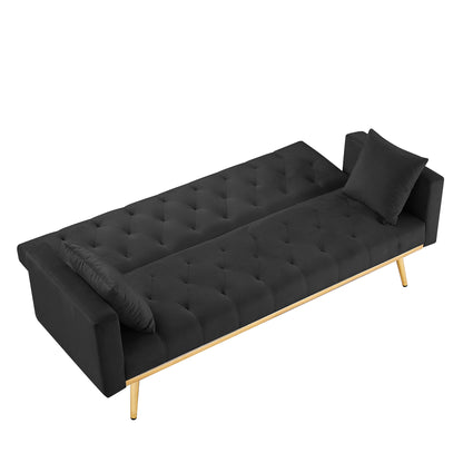 I-U Convertible Folding Futon Sofa Bed - Black