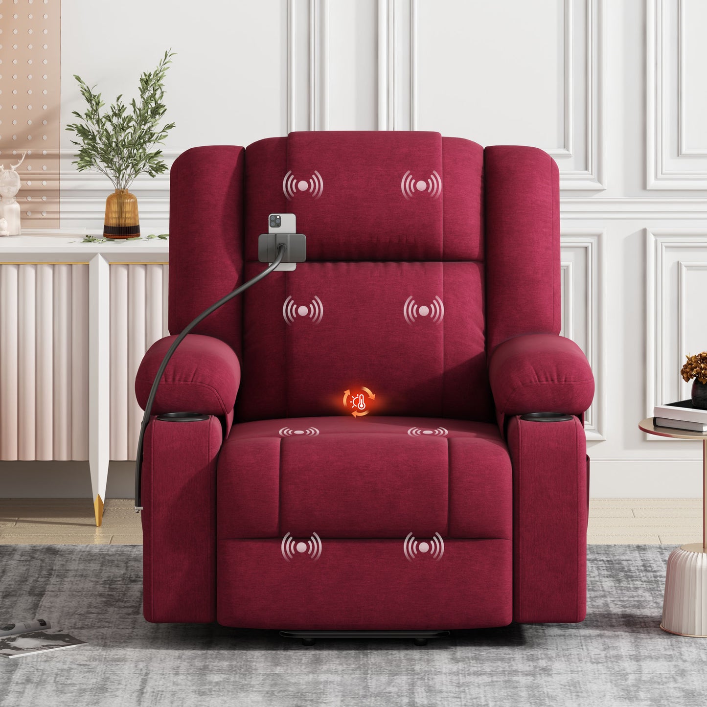 Dawson Power Lift Recliner with Massage - Red