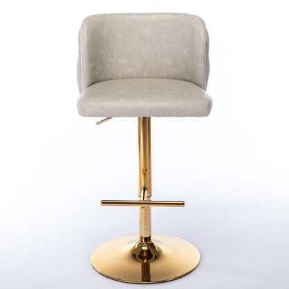 Tufted Swivel Barstools - Beige  Set of 2