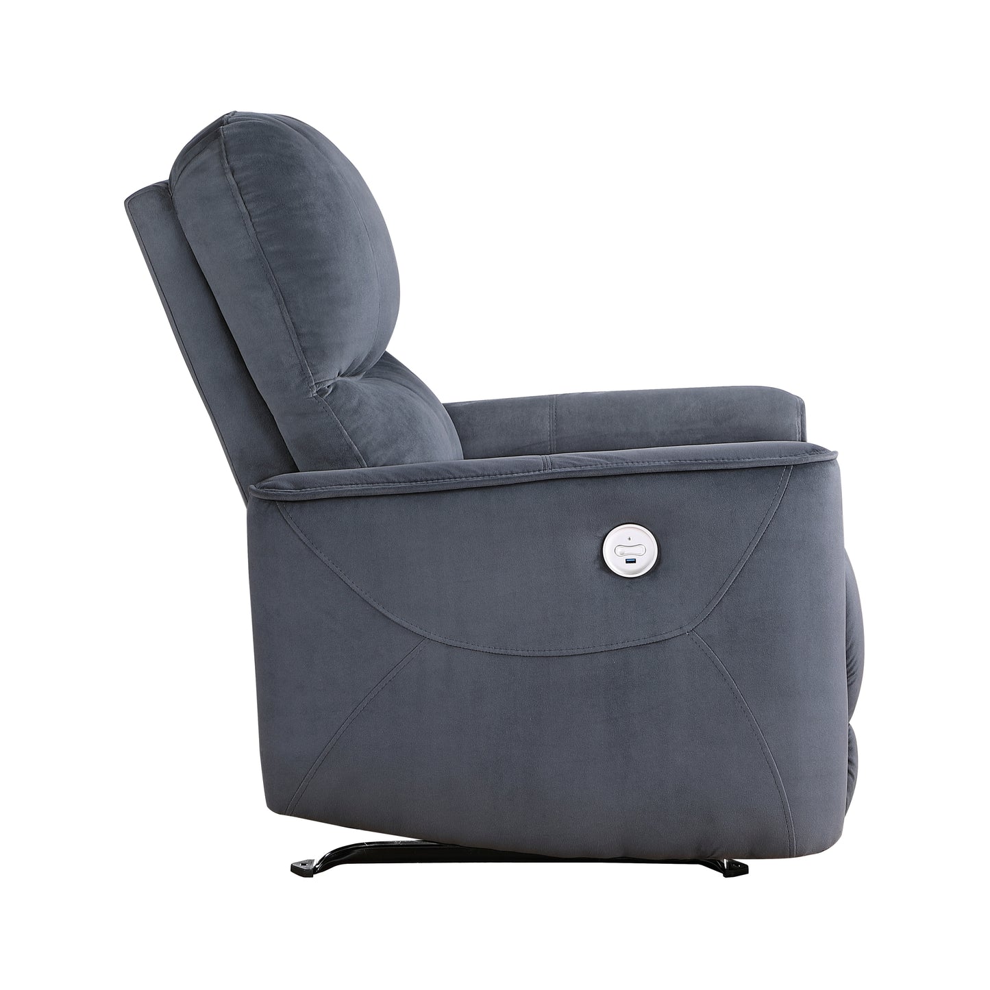 Amari Velvet Upholstery Reclining Chair - Dark Gray