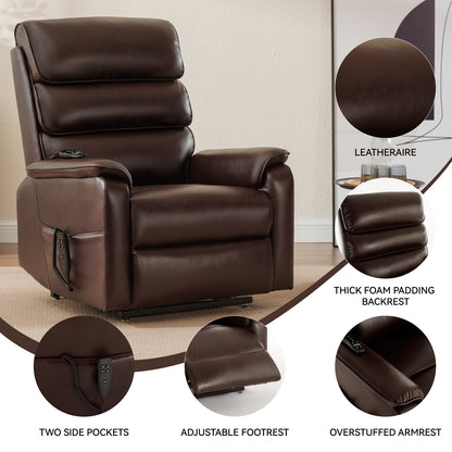 Hannah Power Lift Leather Recliner Chair with Heat Massage - Gray