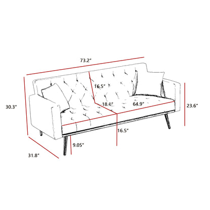 I-U Convertible Folding Futon Sofa Bed - Black