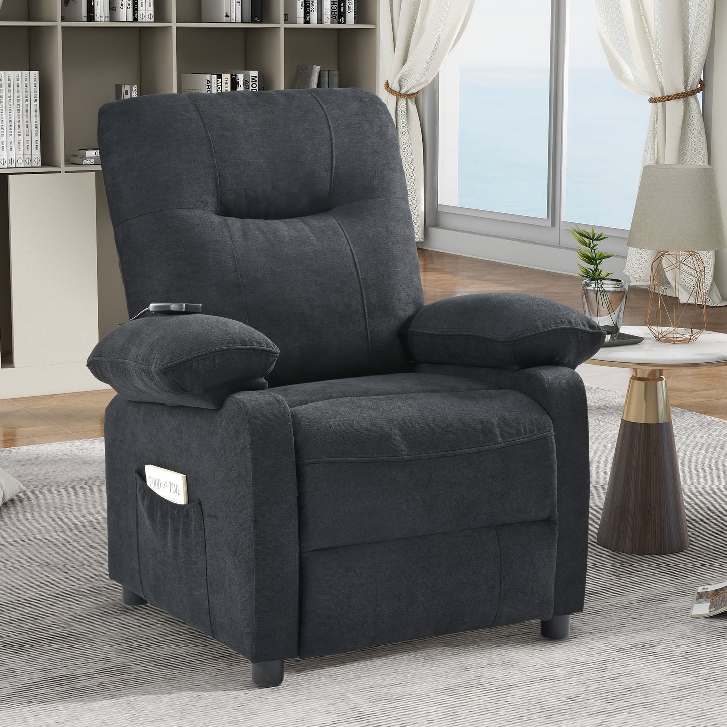 Aston Recliner Chair with Message and Heater - Black