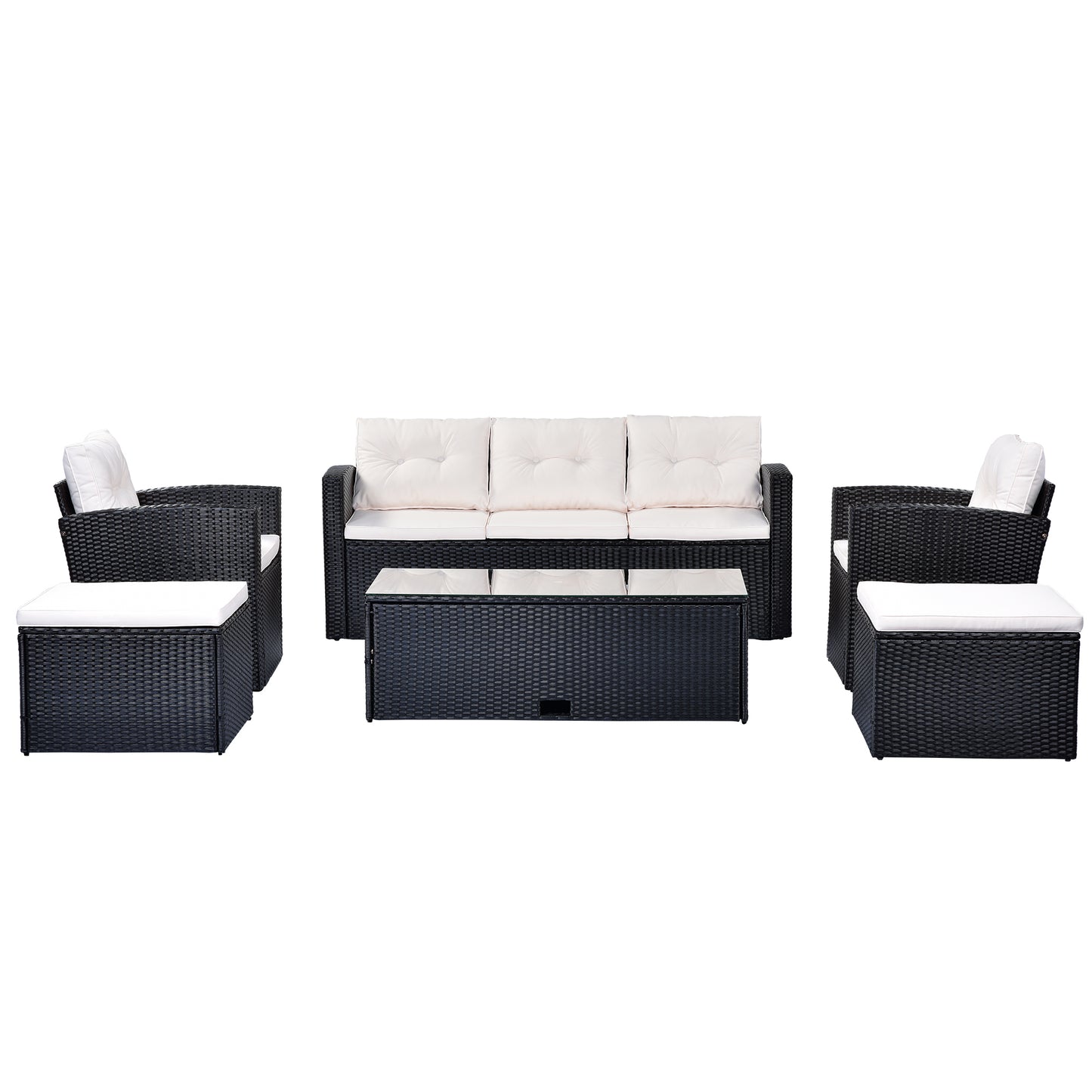 Prado 6 Pc PE Rattan Outdoor Patio Furniture Set - Beige