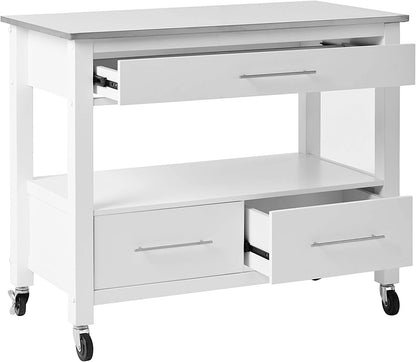 Savory Glide Kitchen Carts - Stainless Steel & White