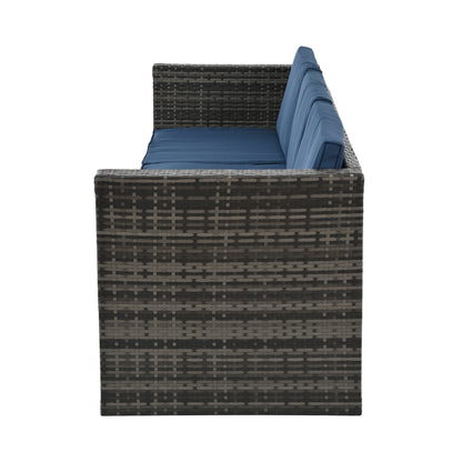 Raney 5 Pc PE Rattan Wicker Outdoor Patio Furniture Set - Blue