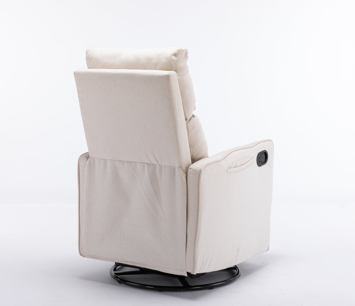 Cotton Linen Fabric Swivel Rocking Chair - Beige