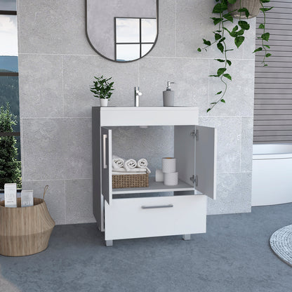 2-Door Rectangle Single Bathroom Vanity - White