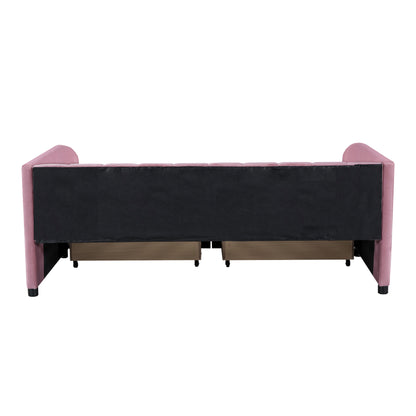 Tano Twin Size Upholstered Daybed with Drawers - Pink