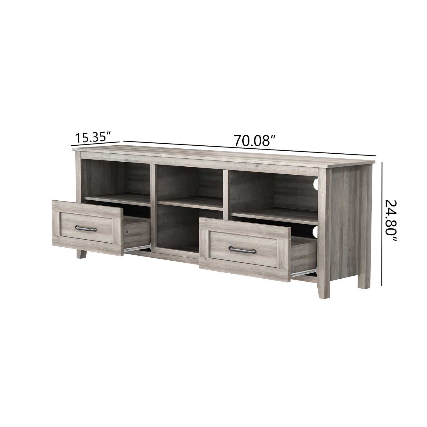 Sydney 70 Inches TV Stand with 2 Drawers - Grey Walnut