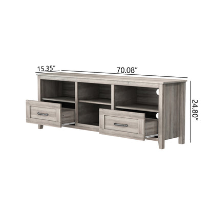 Sydney 70 Inches TV Stand with 2 Drawers - Grey Walnut