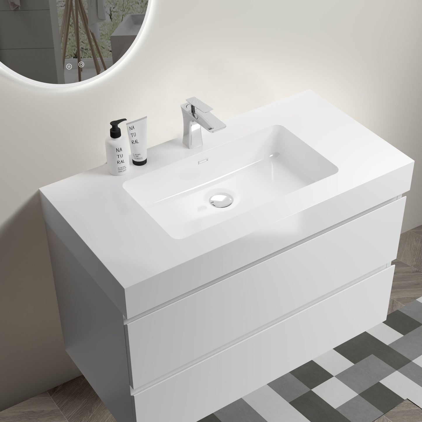 Alice 36" Bathroom Vanity with SinK Wall Mounted Floating -  White