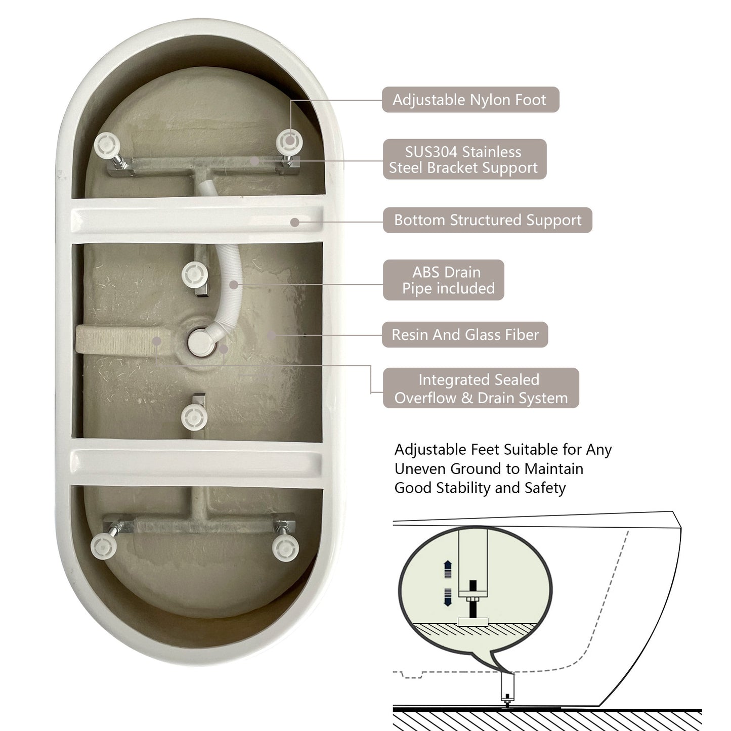 Mody 67" Acrylic Freestanding  Soaking Bathtub - Gloss White