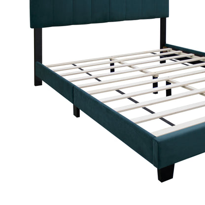 York Queen Size Platform Bed with Adjustable Height - Green