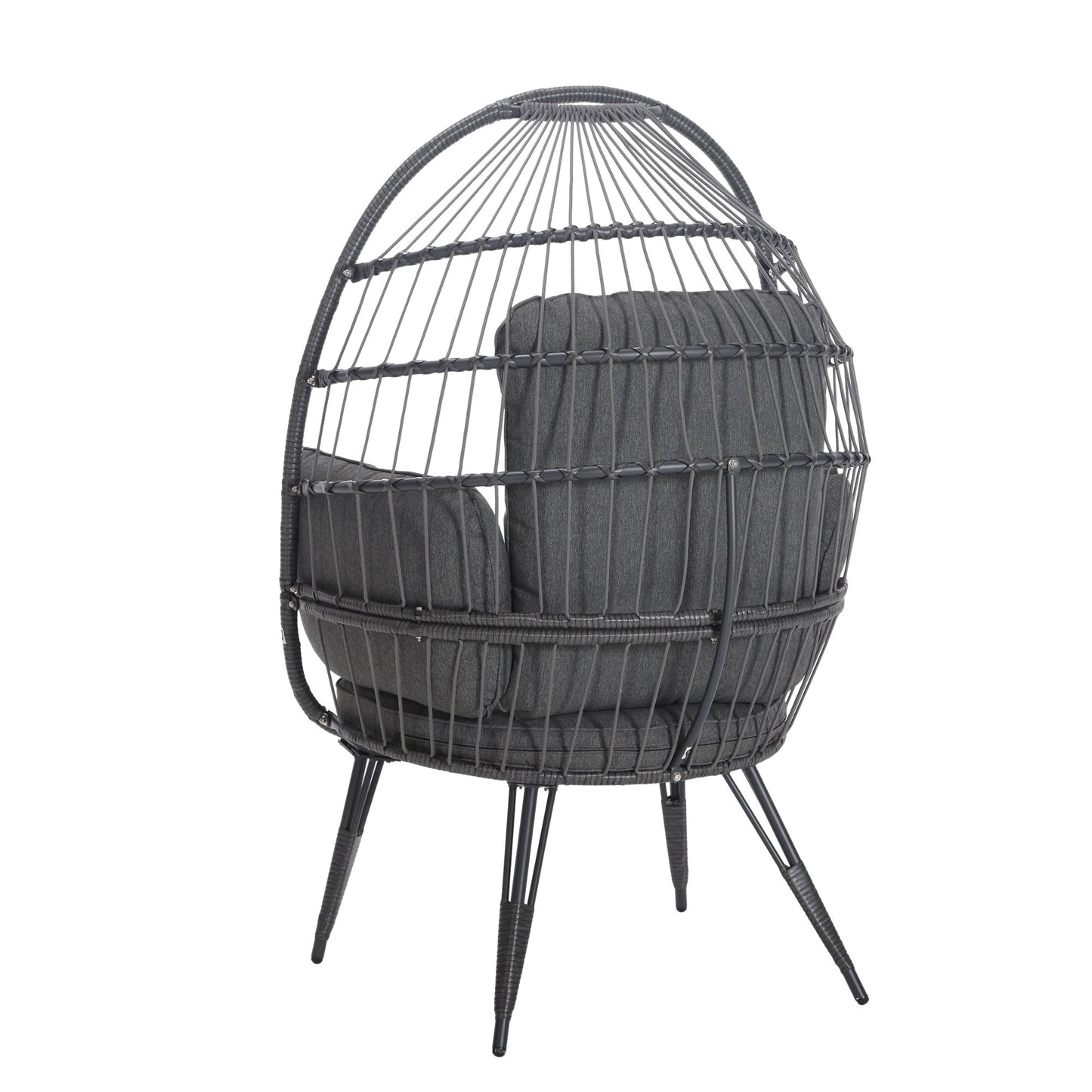 Mora Egg Wicker Outdoor Indoor Basket Chair - Gray