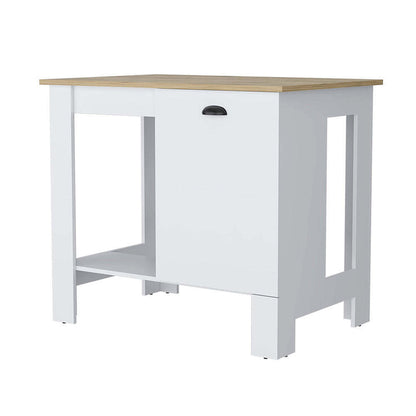 Vancouver 1-Door Kitchen Island with Open Shelf - White