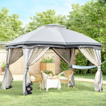 Bravo 10 x 12 ft  Solid Steel Frame  Gazebo Canopy Shelter - Grey