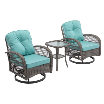 Tompkins 3 Pc Outdoor Swivel Rocker Patio Chairs - Blue