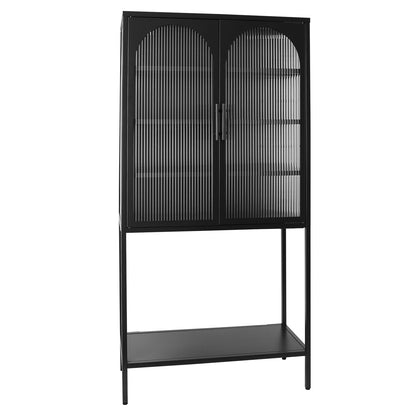 Arched II Glass Doors Floor Cabinet - Black