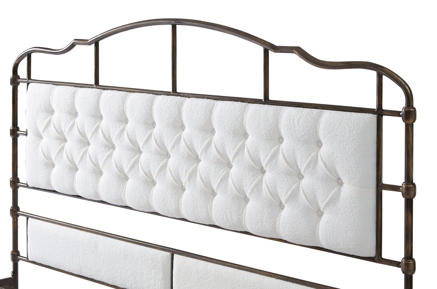 King size High Boad Metal Bed Frame - White