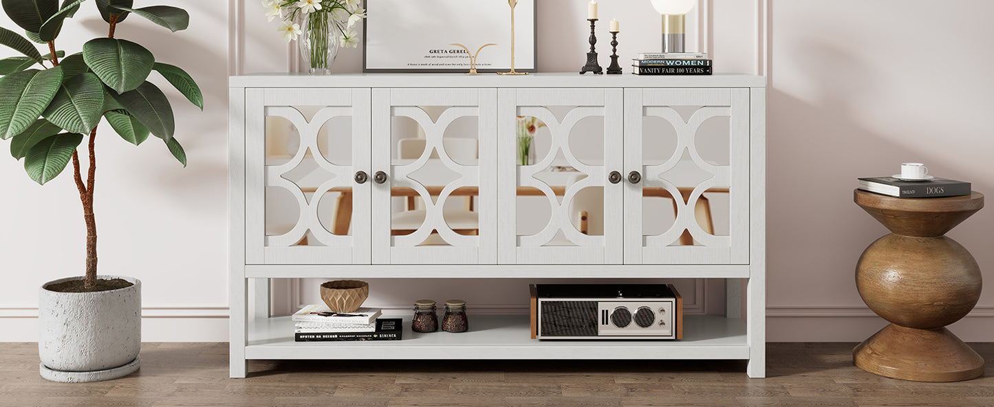 Stasia Sideboard Buffet with Mirrored Doors - Antique White