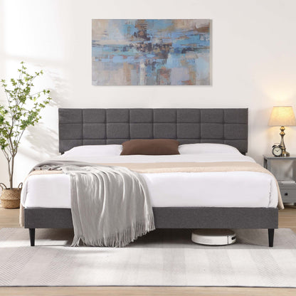 Elegant King Size Platform Bed Frame - Gray